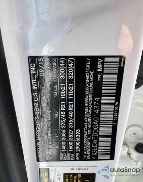 2016 Mercedes-Benz Gle Coupe 450 4Matic z USA, uszkodzony, nr VIN 4JGED6EB0GA014374